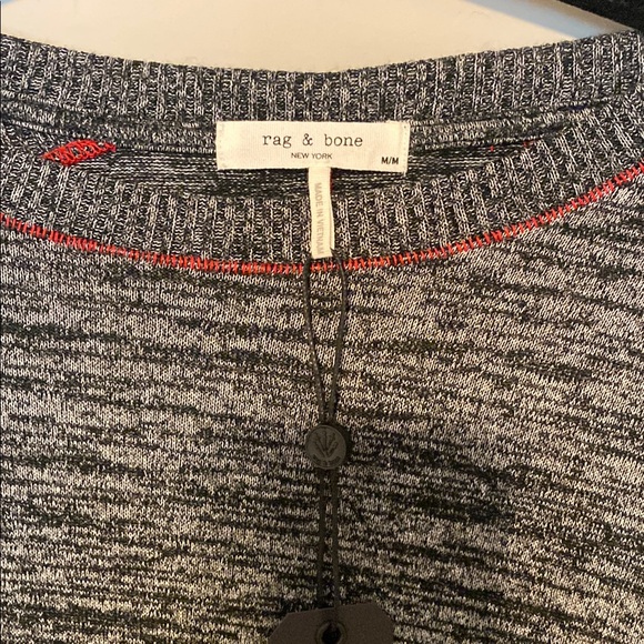 Rag & Bone Gray and Black Fitted Ribbed Sweatshirt - Picture 2 of 5